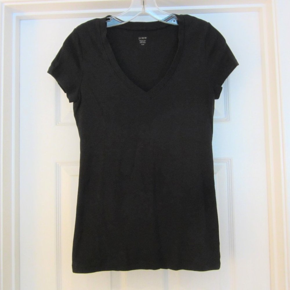 J. Crew Black Fitted Short-Sleeve V-Neck T-Shirt